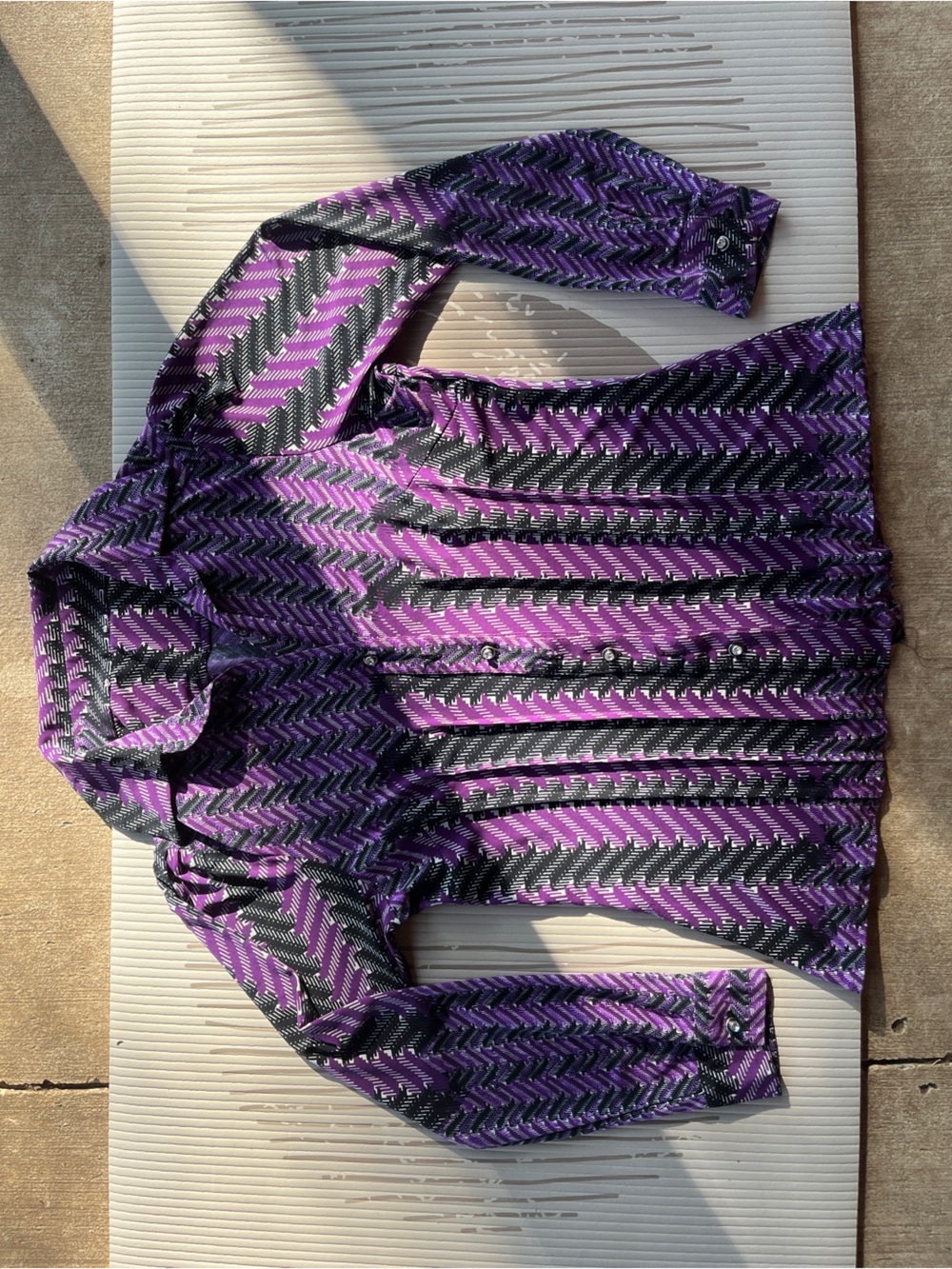 Women's Purple Chevron-Stripe Button-Up